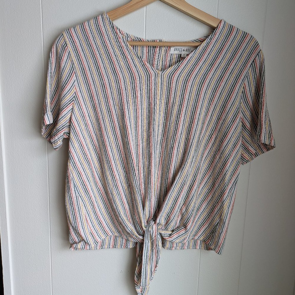 Brass & Roe by CTS striped linen shirt, Size Medium